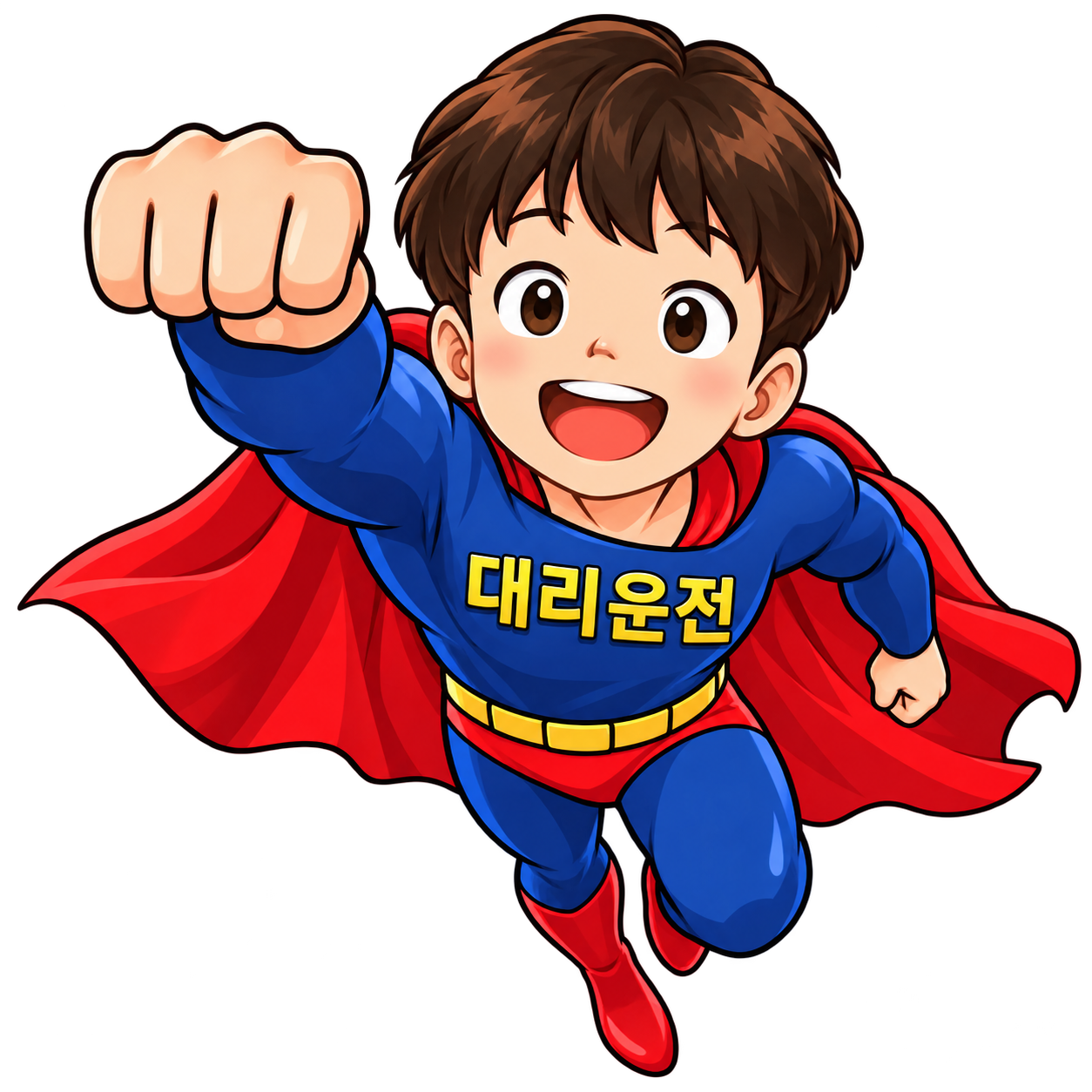 힘차게 날아오는 슈퍼맨기사 캐릭터